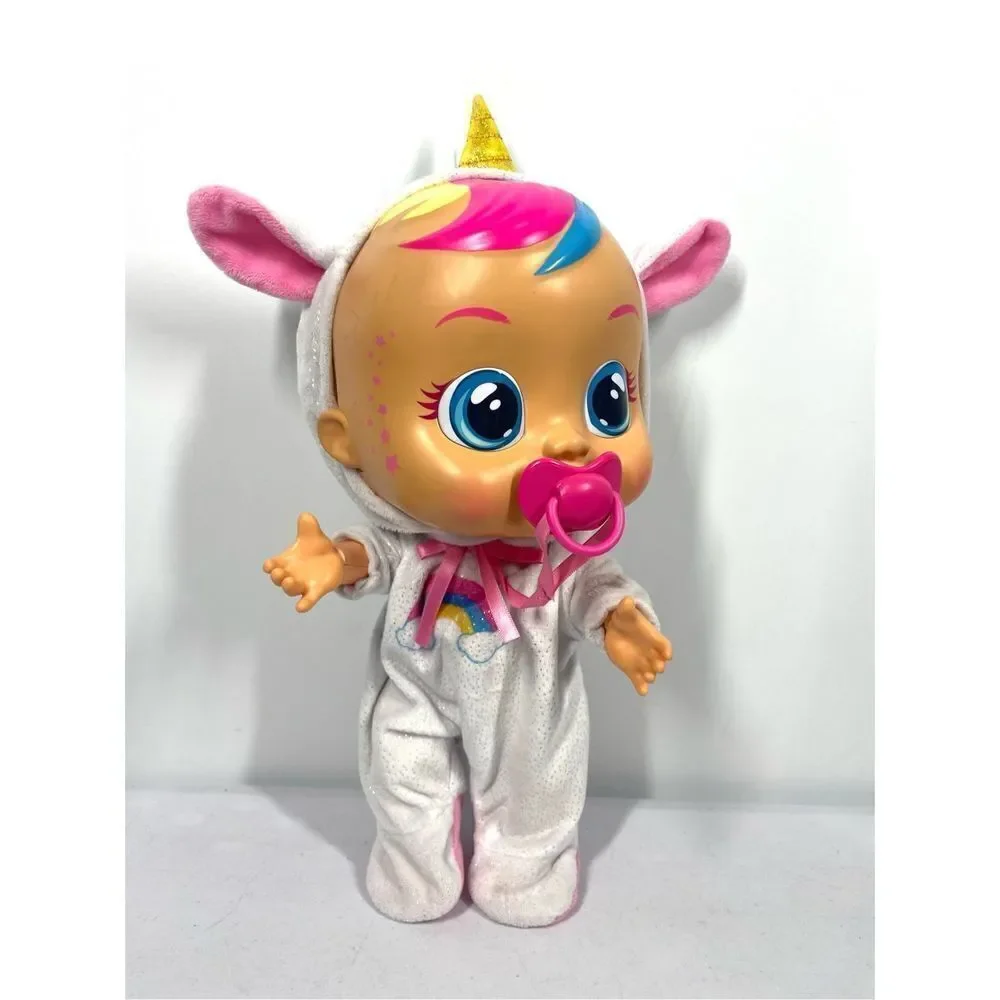 Cry Babies Doll Dreamy the Unicorn Hooded Outfit Pacifier Cries Real Tears 12”